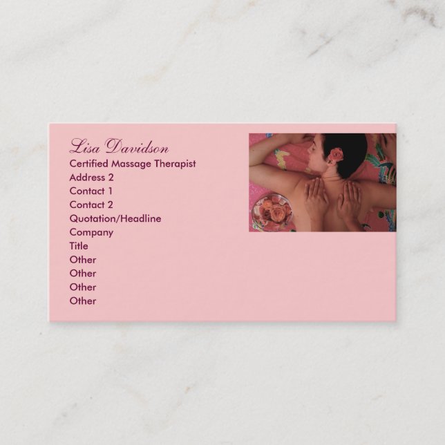 Spa or Massage Therapist Business Card (Front)
