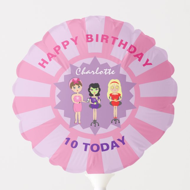 Spa Pamper Girly Kids Cute Birthday Party Balloon (Front)