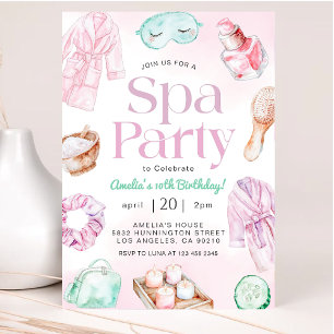 Spa Pamper Glam Party Birthday Invitation