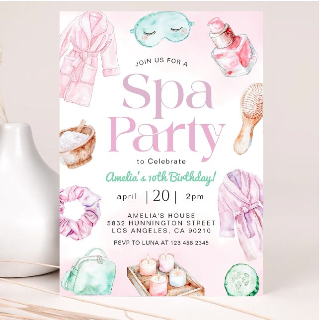 Spa Pamper Glam Party Birthday Invitation (Creator Uploaded)