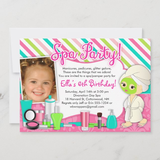 Spa / Pamper/ Glamor Party Invitations with Photo (Front)
