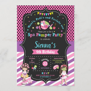 Spa Pamper Party Birthday Invitations Girls