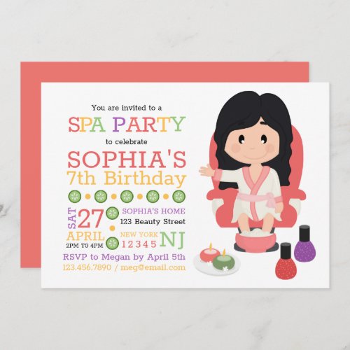 Spa Party Birthday  Invitation