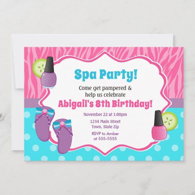 Spa Party Birthday Invitation Pamper Party (Front)