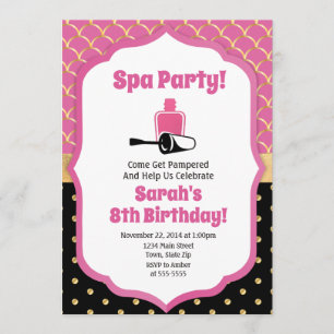 Spa Party Birthday Invitation Pamper Party