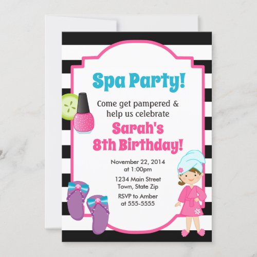 Spa Party Birthday Invitation Pamper Party