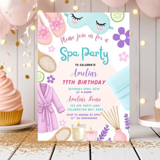 Spa Party Birthday Invitation, Spa Girl Invitation