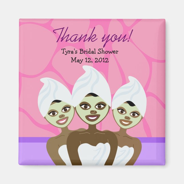 SPA PARTY Bridal Shower or Birthday Favor Magnet (Front)