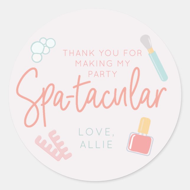 Spa Party custom design Classic Round Sticker (Front)