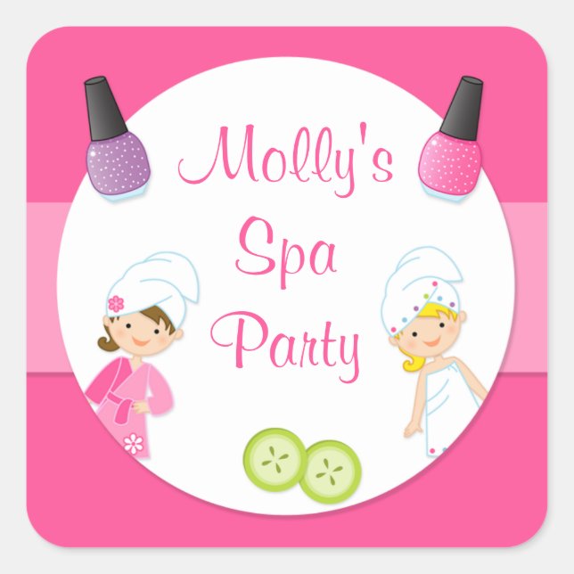 Spa Party Favor Sticker (Front)