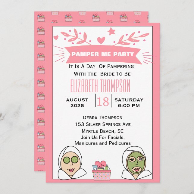 Spa Party For Bride To Be Invitation (Front/Back)