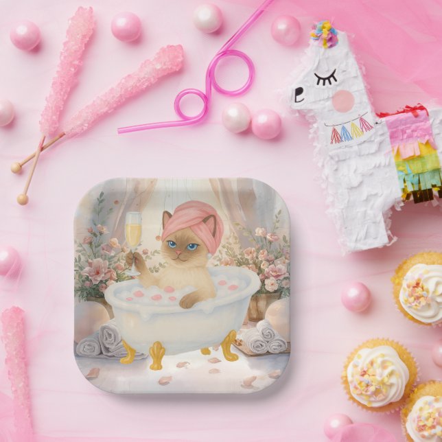 Spa Party for Cat Lovers Paper Plates (Party)
