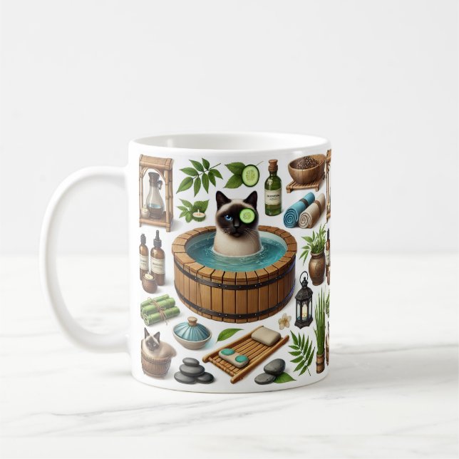 Spa party for Siamese Cat Lovers  Coffee Mug (Left)