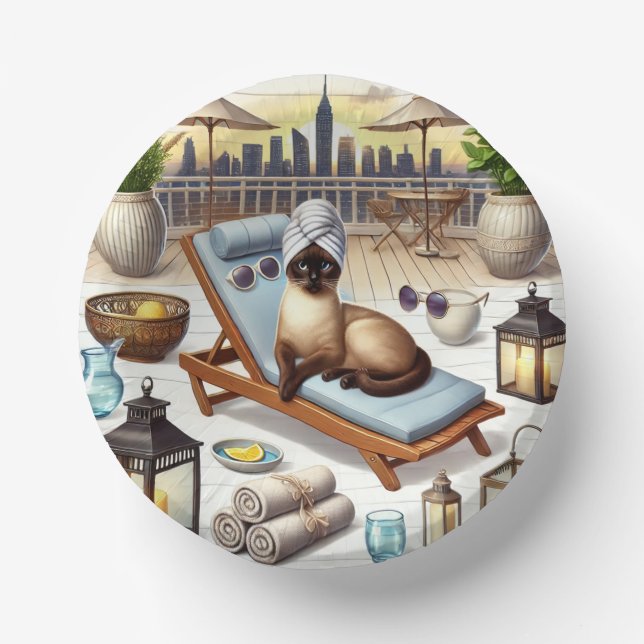 Spa party for Siamese Cat Lovers Paper Bowls (Front)