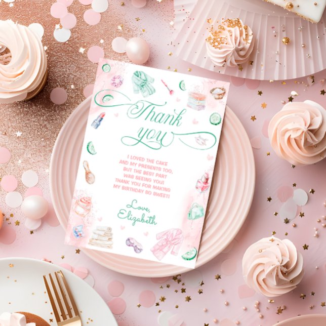 Spa Party Girl Birthday Thank You Card (Creator Uploaded)