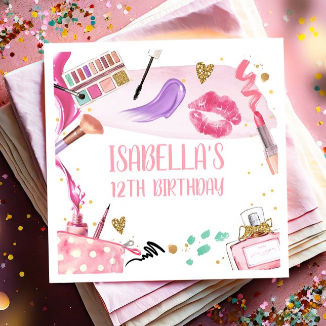 Spa Party Girl Glamour Makeup Birthday Party Napkins (Creator Uploaded)