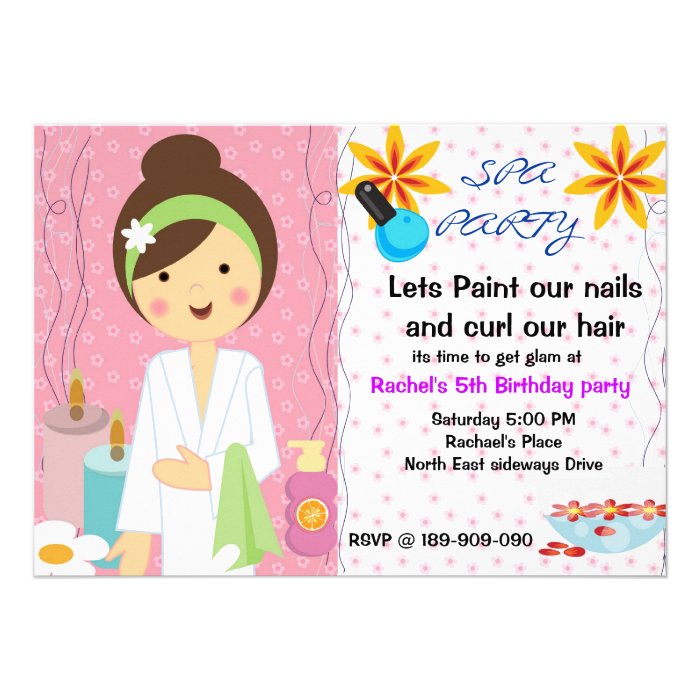 Spa Party girls birthday invitation