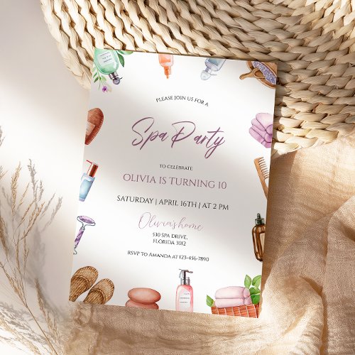 Spa Party Glam Girl Birthday Party Invitation