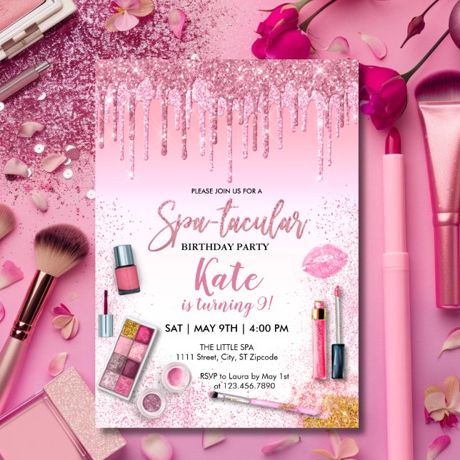 Spa Party Glam Girl Birthday Party Invitation (Creator Uploaded)