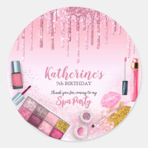 Spa Party Glam Girl Birthday Party Salon Classic Round Sticker