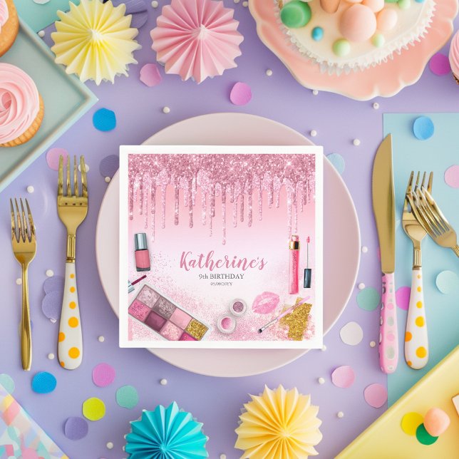 Spa Party Glam Girl Birthday Party Salon Napkin (Creator Uploaded)