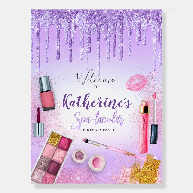 Spa Party Glam Girl Birthday Party Salon Welcome Foam Board (Front)