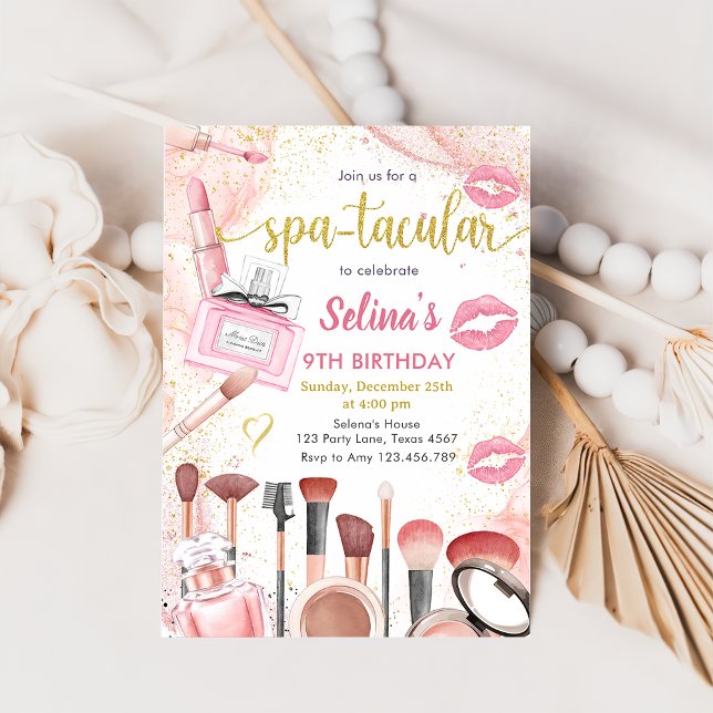 Spa Party Glam Girl Makeup Birthday Party Invitation (Creator Uploaded)