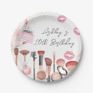 Spa Party Glamour Girl Makeup Birthday Paper Plates