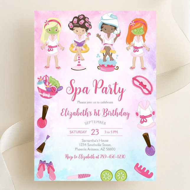Spa Party Glitz and Glam Birthday Invitation (Creator Uploaded)