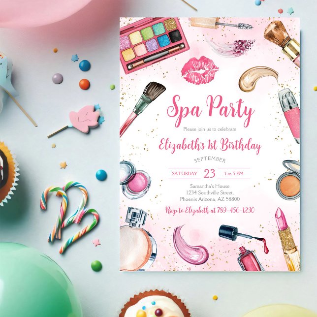Spa Party Glitz and Glam Birthday Invitation (Creator Uploaded)