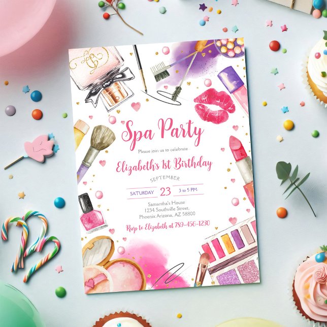 Spa Party Glitz and Glam Birthday Invitation (Creator Uploaded)
