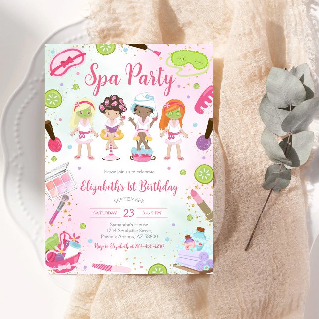 Spa Party Glitz and Glam Birthday Invitation (Creator Uploaded)