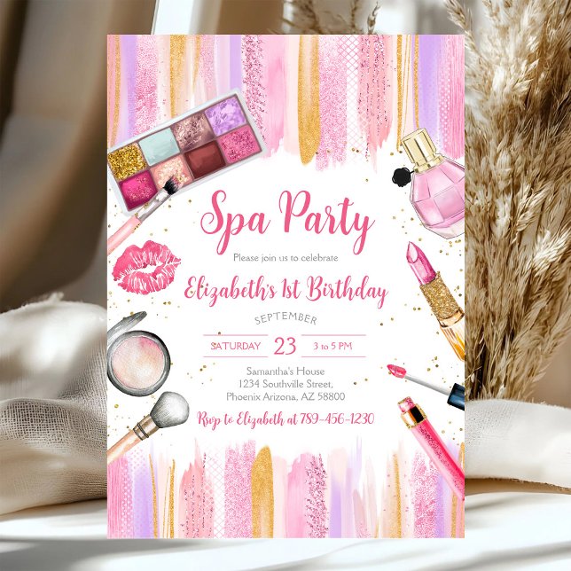 Spa Party Glitz and Glam Birthday Invitation (Creator Uploaded)