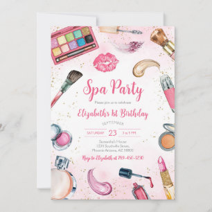 Spa Party Glitz and Glam Birthday Invitation