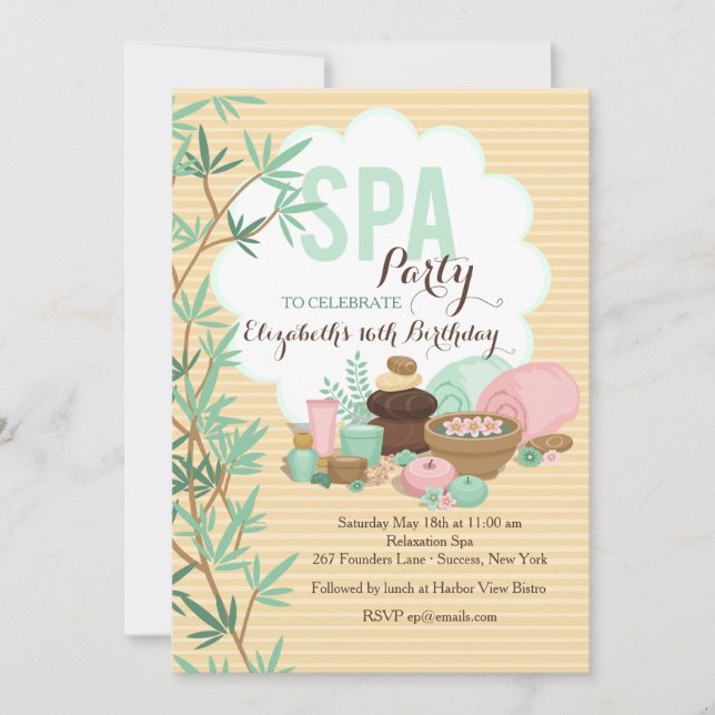 Spa Party Invitation (Front)