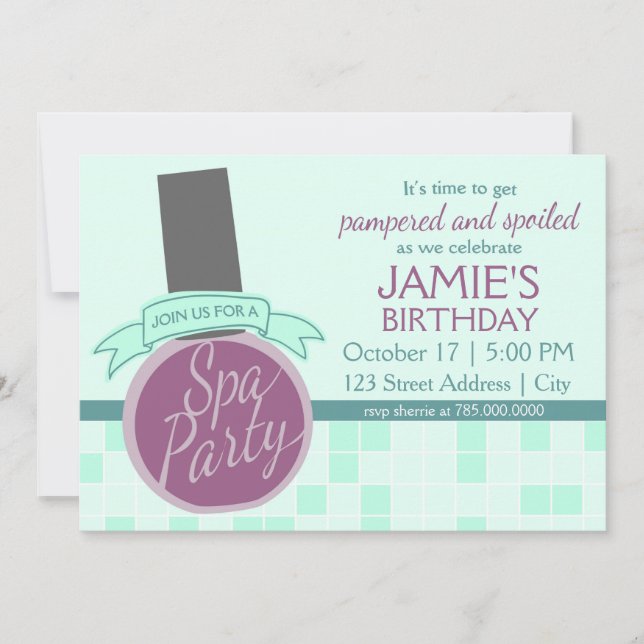 Spa Party Invitation (Front)