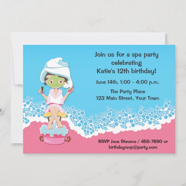 Spa Party Invitation (Front)