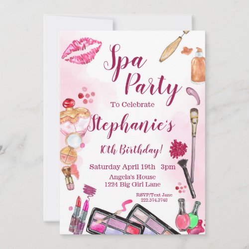 Spa Party Invitation Editable Birthday Any Age Invitation