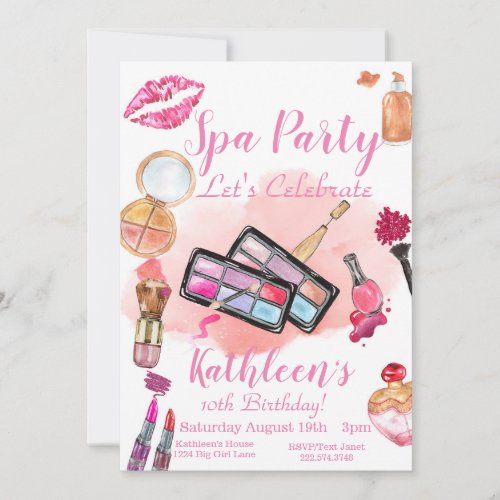 Spa Party Invitation Editable Birthday Any Age Invitation