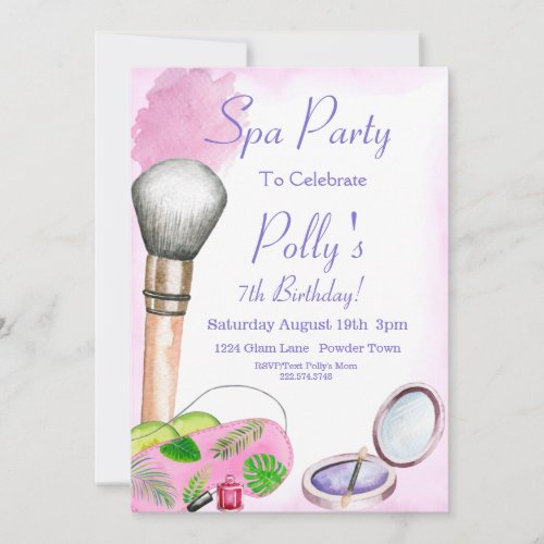 Spa Party Invitation Editable Birthday Invitation