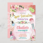 Spa party invitation. Girl birthday party floral