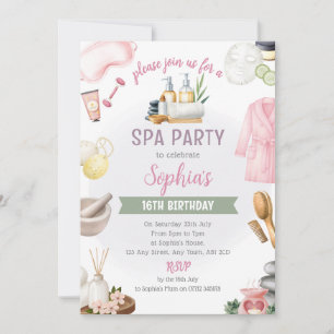 Spa Party Invitation, Natural Calm Refresh Pamper Invitation