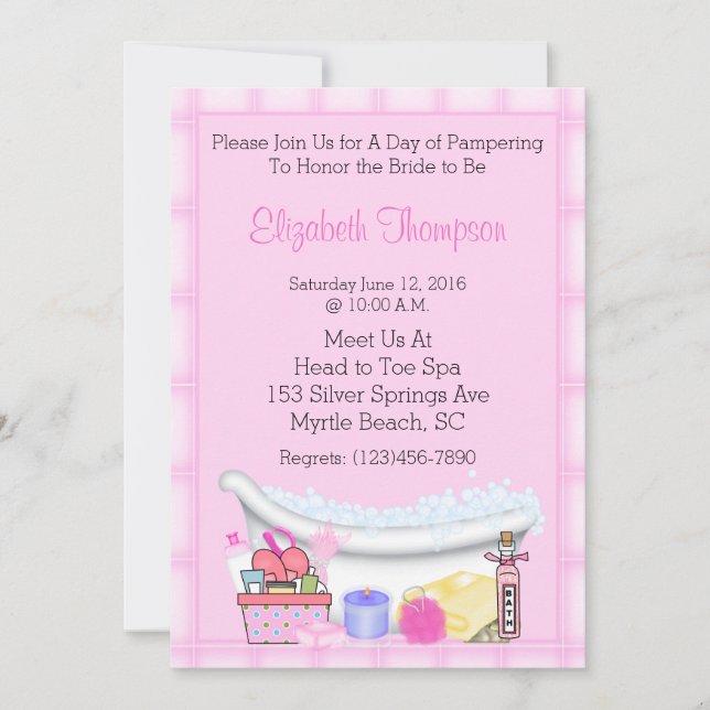Spa Party Invitations (Front)