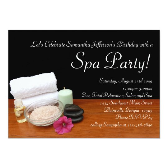 Spa Party Invitations, Salon Scene Black/Color Card Zazzle