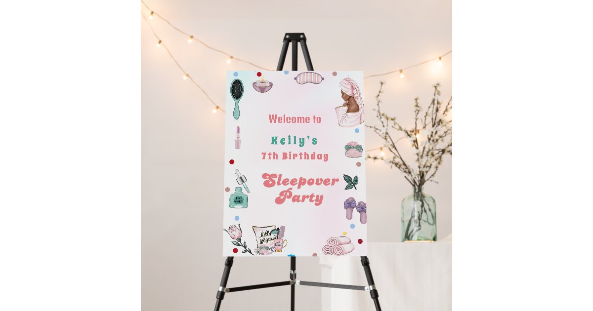 Spa Party Pamper sleepover Birthday Welcome Sign | Zazzle