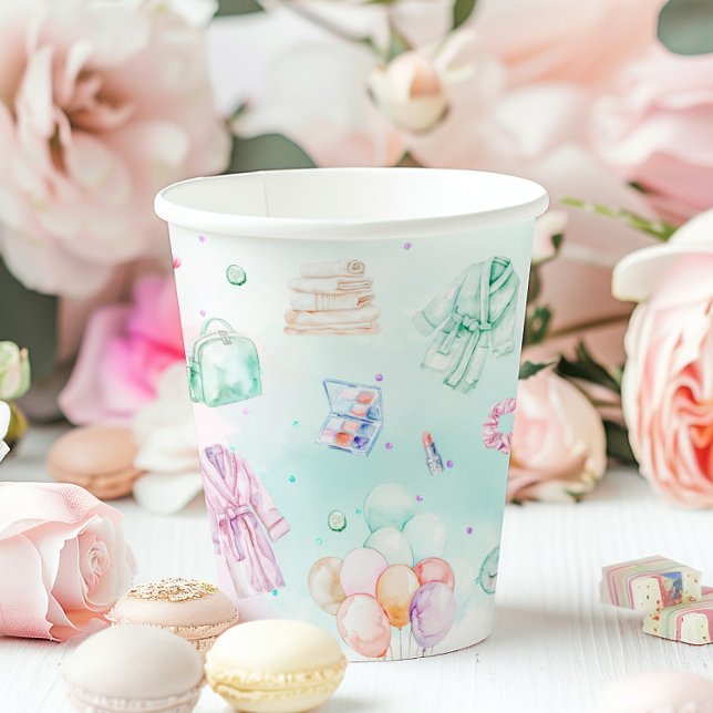 Spa party pastel Galm Birthday party Paper Cups (Creator Uploaded)