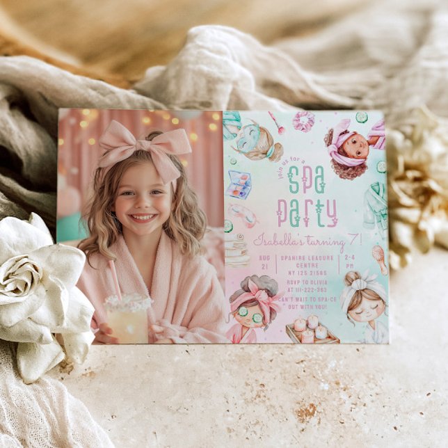 Spa party Pastel Glam Photo Birthday party Invitation (Creator Uploaded)