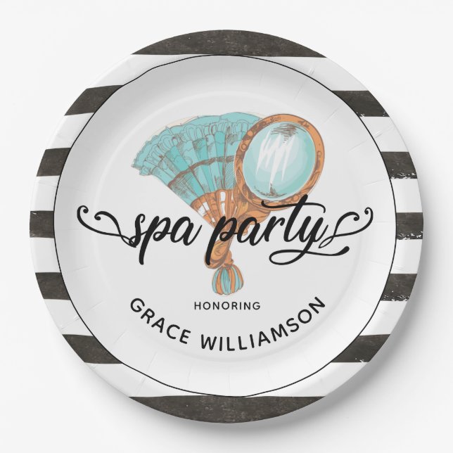 Spa Party Personalized Vintage Paper Plates (Front)