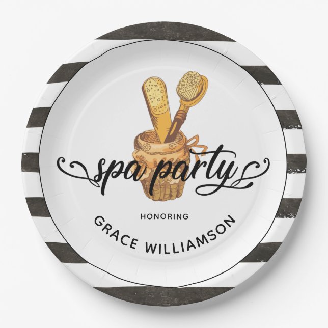 Spa Party Personalized Vintage Paper Plates (Front)