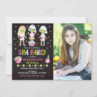 Spa Party Photo Birthday Invitation